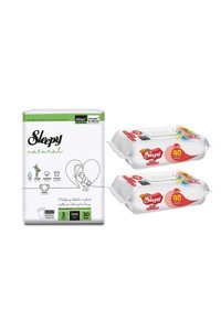 Sleepy Natural Avantaj Paket 3 Numara Organik Cırtlı Bebek Bezi 30 Adet + 2 Adet Islak Havlu
