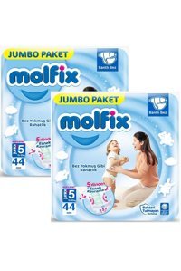 Molfix Junior Plus 5 + Numara Cırtlı Bebek Bezi 2x44 Adet