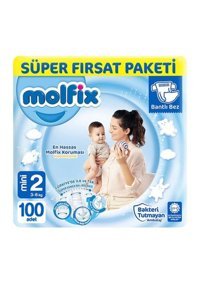 Molfix Hipoalerjenik 2 Numara Göbek Oyuntulu Cırtlı Bebek Bezi 100 Adet
