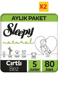 Sleepy Junior Aylık Paket 5 Numara Organik Cırtlı Bebek Bezi 2x80 Adet