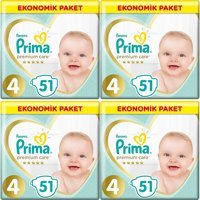 Prima Premium Care 4 Numara Cırtlı Bebek Bezi 204 Adet