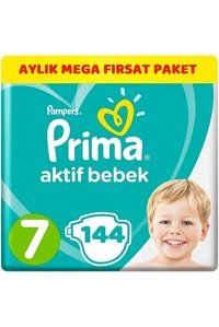 Prima Aktif Bebek 7 Numara Cırtlı Bebek Bezi 144 Adet