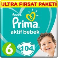 Prima Aktif Bebek 6 Numara Cırtlı Bebek Bezi 104 Adet