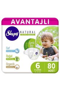 Sleepy Natural XL 6 Numara Organik Cırtlı Bebek Bezi 80 Adet