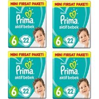 Prima Aktif Bebek 6 Numara Cırtlı Bebek Bezi 4x22 Adet
