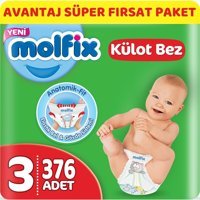 Molfix Midi 3 Numara Göbek Oyuntulu Külot Bebek Bezi 376 Adet