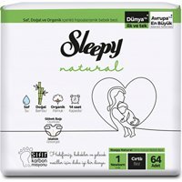 Sleepy Natural Yenidoğan 1 Numara Organik Cırtlı Bebek Bezi 64 Adet