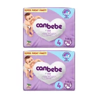 Canbebe 4 Numara Bantlı Bebek Bezi 2x76 Adet