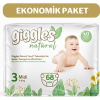 Giggles Natural Midi 3 Numara Organik Cırtlı Bebek Bezi 68 Adet