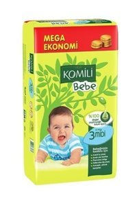 Komili Midi 3 Numara Cırtlı Bebek Bezi 54 Adet
