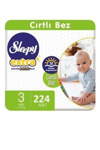 Sleepy Extra Günlük Aktivite 3 Numara Organik Cırtlı Bebek Bezi 224 Adet