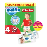 Molfix Maxi Yenidoğan 1 Numara Göbek Oyuntulu Külot Bebek Bezi 152 Adet + 2 Adet Islak Mendil - 1: Yenidoğan İkiz Paket / 4 Adet
