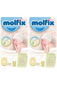 Molfix Prematüre 0 Numara Organik Göbek Oyuntulu Cırtlı Bebek Bezi 2x30 Adet