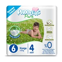 Paddlers Pure 6 Numara Organik Cırtlı Bebek Bezi 4 Adet