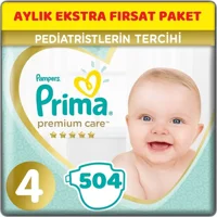 Prima Premium Care 4 Numara Cırtlı Bebek Bezi 504 Adet