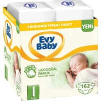 Evy Baby Ekonomik Fırsat Paketi 1 Numara Cırtlı Bebek Bezi 162 Adet