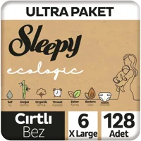 Sleepy Ecologic 6 Numara Organik Cırtlı Bebek Bezi 128 Adet