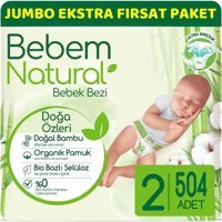 Bebem Natural Doğa Özleri 2 Numara Organik Cırtlı Bebek Bezi 504 Adet