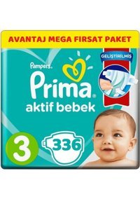 Prima Midi 3 Numara Cırtlı Bebek Bezi 336 Adet