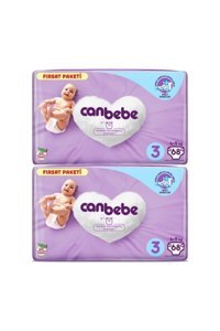 Canbebe 3 Numara Bantlı Bebek Bezi 2x68 Adet