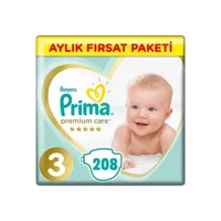 Prima 3 Numara Cırtlı Bebek Bezi 208 Adet