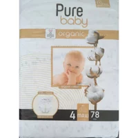 Pure Baby Organik 4 Numara Organik Cırtlı Bebek Bezi 78 Adet