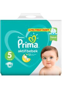 Prima Aktif Bebek Junior 5 Numara Cırtlı Bebek Bezi 80 Adet