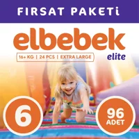 Elbebek Elite Extra Large 6 Numara Cırtlı Bebek Bezi 96 Adet
