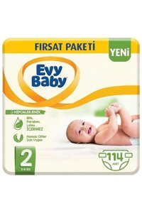 Evy Baby Fırsat Paketi Yenidoğan 1 Numara Cırtlı Bebek Bezi 114 Adet
