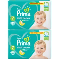 Prima Aktif Bebek 7 Numara Cırtlı Bebek Bezi 2x48 Adet