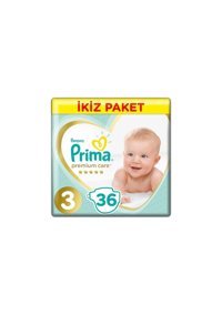 Prima Premium Care 3 Numara Cırtlı Bebek Bezi 2x36 Adet