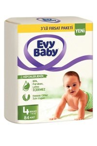 Evy Baby Hipoalerjenik Maxi 4 Numara Cırtlı Bebek Bezi 84 Adet