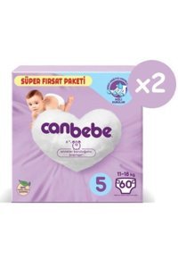 Canbebe Süper Fırsat Paketi 5 Numara Bantlı Bebek Bezi 2x60 Adet