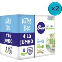 Sleepy Natural 4'Lü Jumbo 8 Numara Organik Külot Bebek Bezi 240 Adet