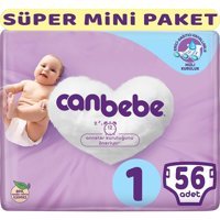 Canbebe Süper Mini Paket Yenidoğan 1 Numara Bantlı Bebek Bezi 2x56 Adet