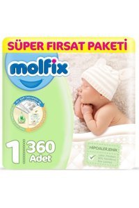 Molfix Yenidoğan 1 Numara Göbek Oyuntulu Cırtlı Bebek Bezi 360 Adet