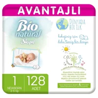 Sleepy Bio Natural Yenidoğan 1 Numara Organik Cırtlı Bebek Bezi 128 Adet