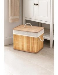 Çavdar Group Bambu Katlanır Mini Çamaşır Sepeti Dikdörtgen Çamaşır Sepeti Bambu Katlanabilir Sepet - Naturel