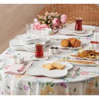 Karaca Clover Oval 28 Parça 6 Kişilik Porselen Kahvaltı Takımı Beyaz