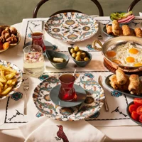 Karaca Flevo Porselen Yuvarlak Desenli 26 Parça 6 Kişilik Porselen Kahvaltı Takımı Çok Renkli