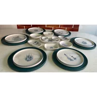 Keramika Stackable Yuvarlak Desenli 21 Parça Seramik Kahvaltı Takımı Beyaz-Mavi