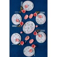 Acar Mısha Htc-21-0482 Yuvarlak Desenli 31 Parça Stoneware Kahvaltı Takımı Pembe
