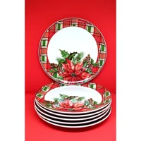 Miss Betty Stoneware Desenli 16 Parça 6 Kişilik Stoneware Kahvaltı Takımı Kırmızı