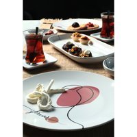 Keramika Forever & Always Yuvarlak Desenli 11 Parça 2 Kişilik Seramik Kahvaltı Takımı Beyaz