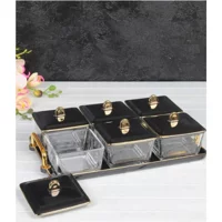 Porlistan Aura 6 Parça 2 Kişilik Bone China Kahvaltı Takımı Siyah