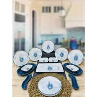 Pembiş Mutfağım Blue Magic Desenli 15 Parça 6 Kişilik Stoneware Kahvaltı Takımı Beyaz-Mavi