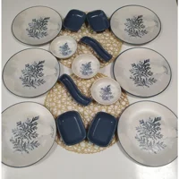 Keramika Blue Magic Desenli 15 Parça 6 Kişilik Seramik Kahvaltı Takımı Beyaz-Mavi