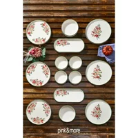 Homenıva Pink & More Aster Desenli 14 Parça 6 Kişilik Kahvaltı Takımı