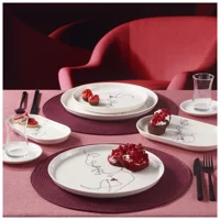 Güral Porselen Love 25442 Yuvarlak Desenli 11 Parça 2 Kişilik Porselen Kahvaltı Takımı Beyaz