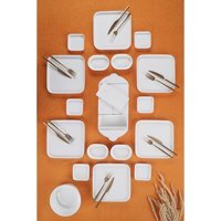 Bianco Perla 05455 Kare 30 Parça 6 Kişilik Porselen Kahvaltı Takımı Beyaz